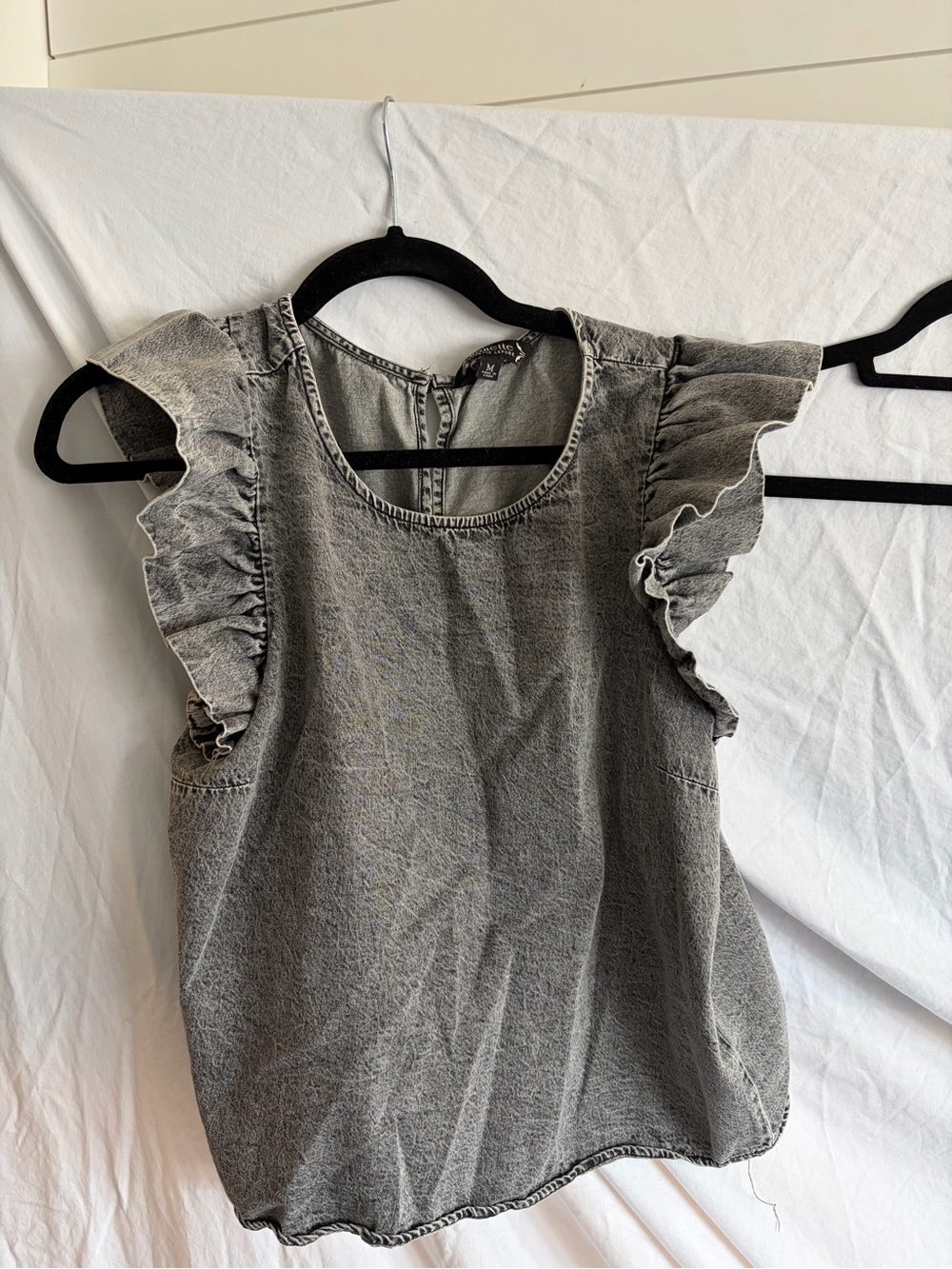 Nanette Lepore Grey Washed Ruffle Sleeve Camisole